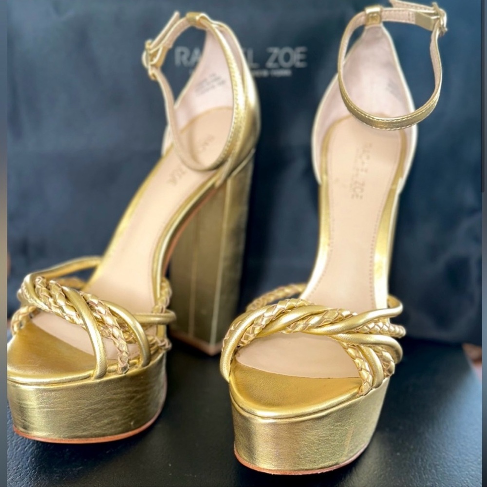 Gorgeous Rachel Zoe Kinsley Platform Sandal. Clopped Gold Size 6.5.